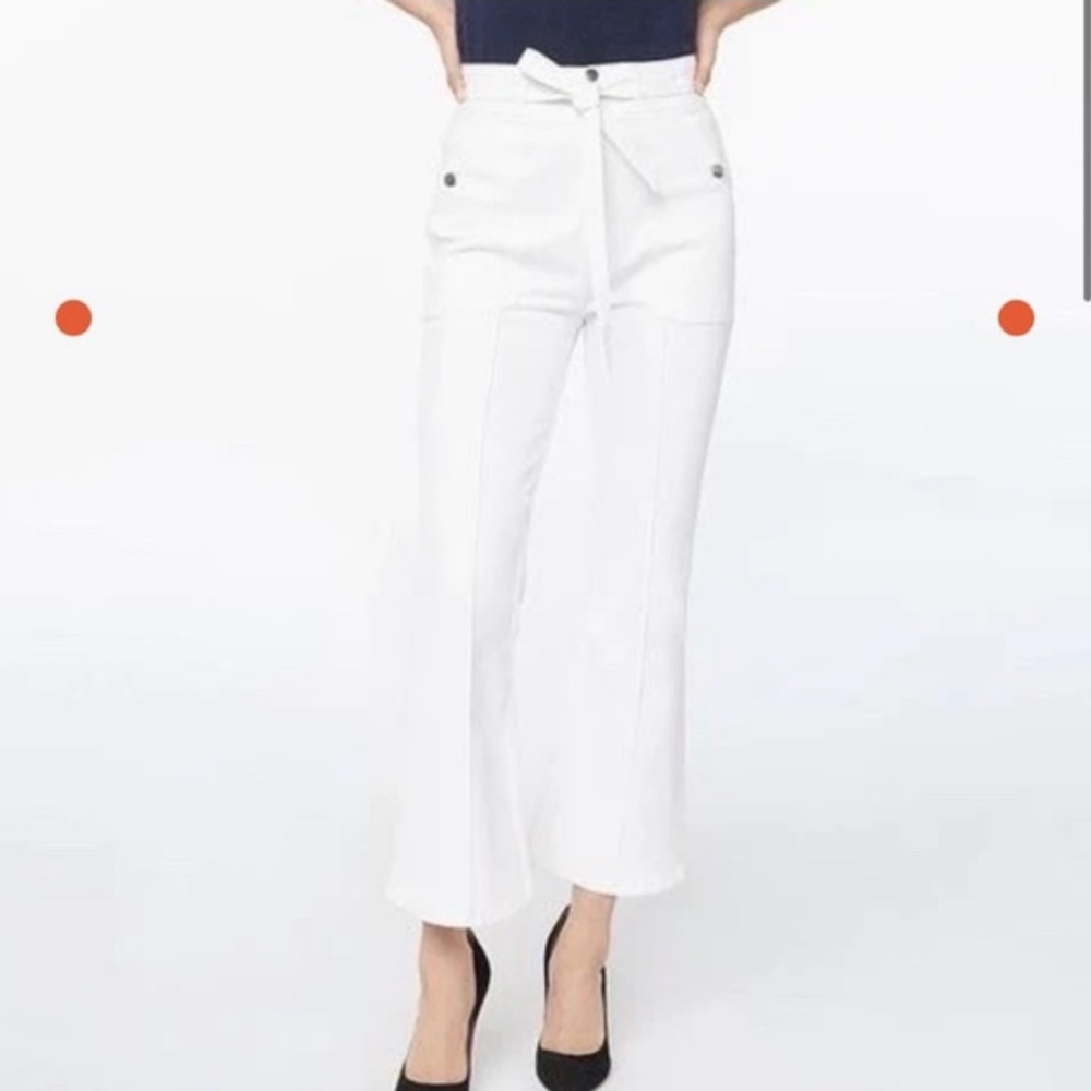FRAME Loft Tie High Waist Cropped Flare Denim Jeans WHITE / SIZE 33